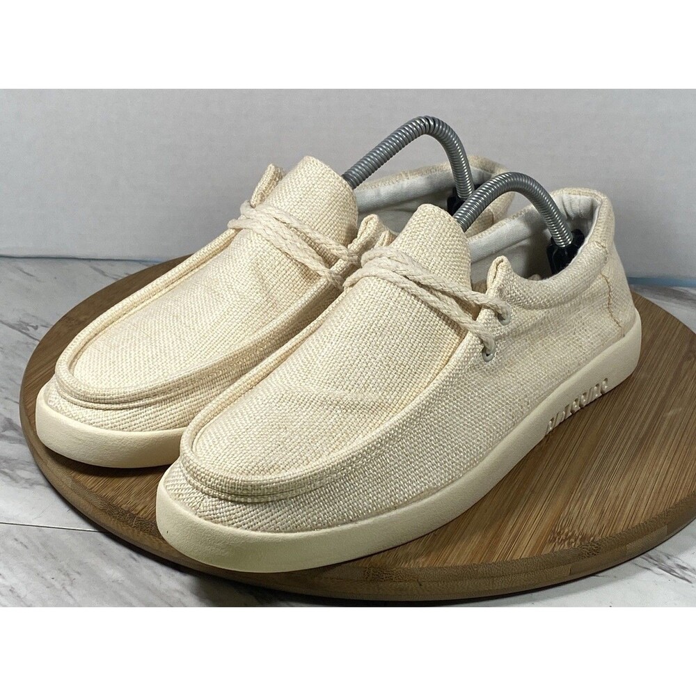Classics Mens Boat Canvas Cream Shoes Size 10 NEW